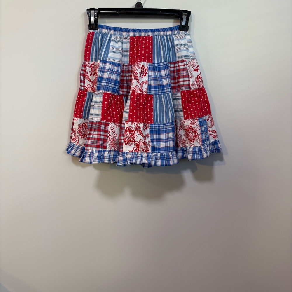 Eagles Eye Patchwork Skirt Women L Cottagecore Americana
